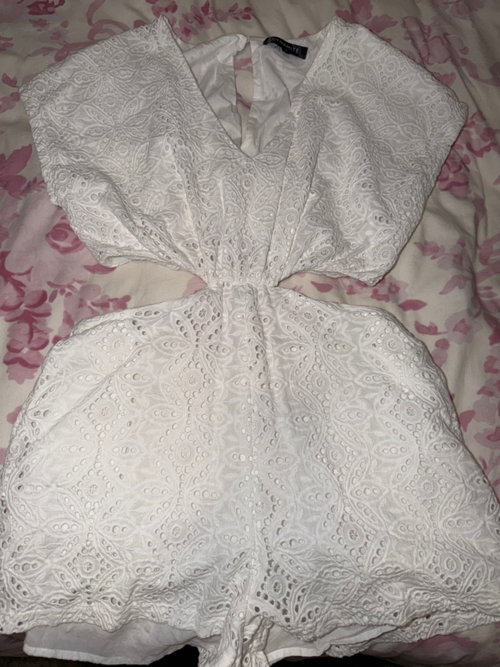 Dynamite White Eyelet Cutout Romper
